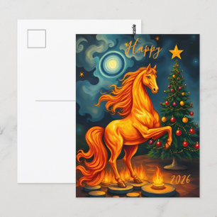 Carte Postale Nouvel An 2026 du Red Fire Horse chinois
