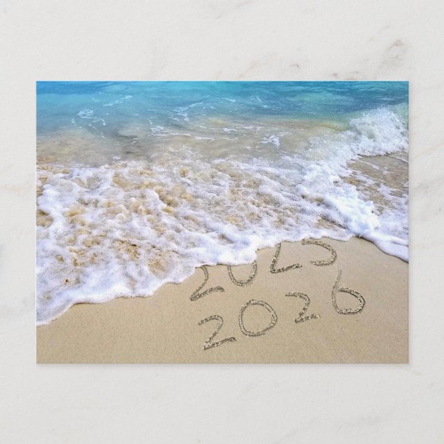 Carte Postale Nouvel An 2026 Merci de sable de plage (Devant)