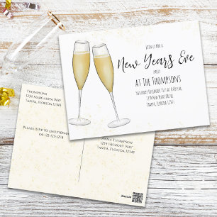Carte Postale Nouvel An Champagne Aquarelle Pré Adressé