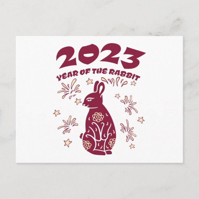 Carte Postale Nouvel An chinois 2023 - Année du lapin (Devant)