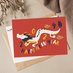 Carte Postale Nouvel An Chinois 2024 Année Du Dragon