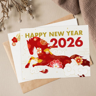 Carte Postale Nouvel An chinois 2026 Année du Cheval