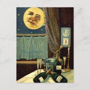 Carte Postale Nouvel an endormi Lune après la fête
