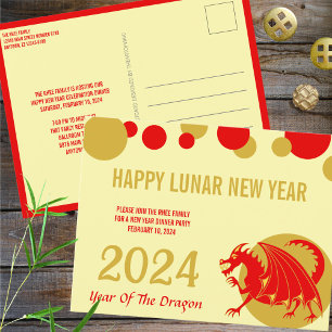 Carte Postale Nouvel An Lunaire 2024 Red Dragon Party Ou Salutat