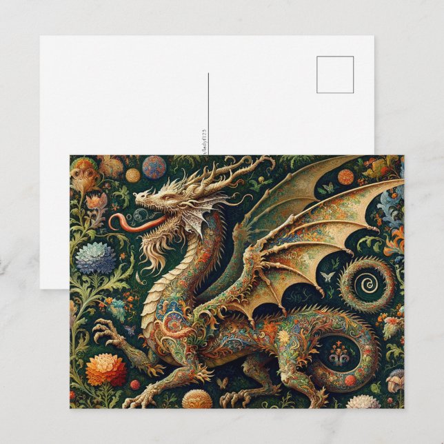 Carte Postale Nouvel An lunaire chinois du dragon, poste (Devant / Derrière)