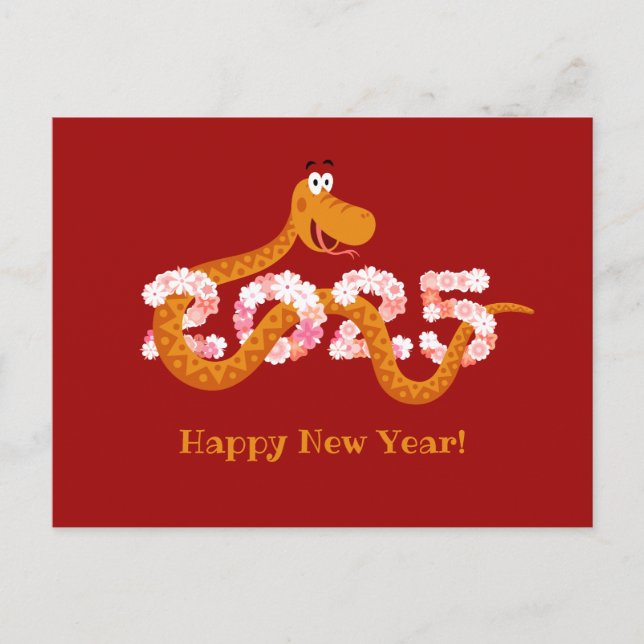 Carte Postale Nouvel an lunaire chinois Zodiac Wood Snake 2025 (Devant)