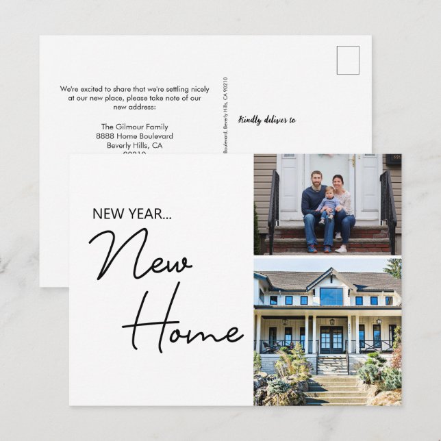 Carte Postale Nouvel An Maison Familiale Maison personnalisée Ph (Devant / Derrière)
