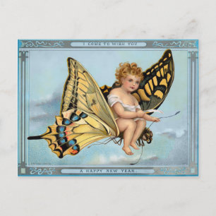 Carte Postale Nouvel An victorien vintage