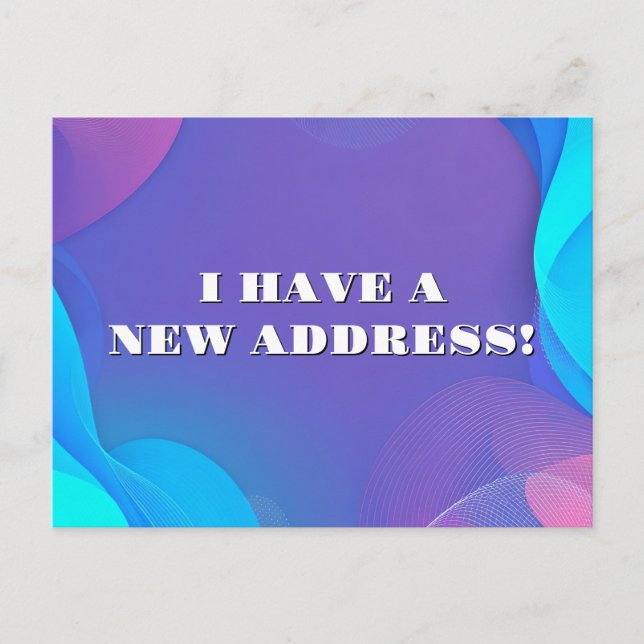 Carte Postale Nouvelle adresse Abstraite Blue and Pink Waves (Devant)