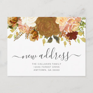 Carte Postale Nouvelle adresse Automne Floral Moving Faire-part