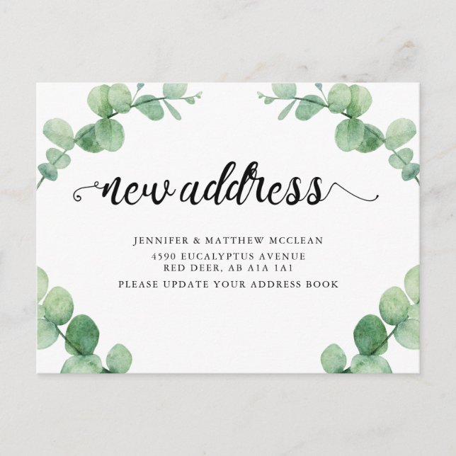 Carte Postale Nouvelle adresse Eucalyptus Leaf Botanographie (Devant)