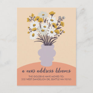 Carte Postale Nouvelle adresse Fleurs Annonce de déménagement Bo