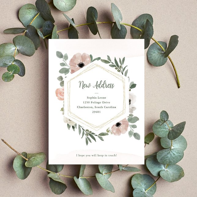 Carte Postale Nouvelle Adresse | Fleurs de Pêcher Poussiéreuses  (Créateur téléchargé)