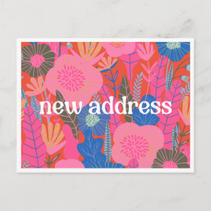 Carte Postale Nouvelle adresse florale colorée Nous avons déména