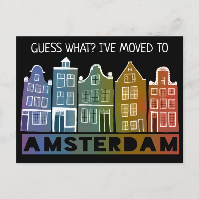 Carte Postale NOUVELLE ADRESSE Maisons de canal d'Amsterdam Colo (Devant)