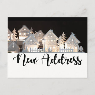 Carte Postale Nouvelle adresse Maisons de Noël illuminées