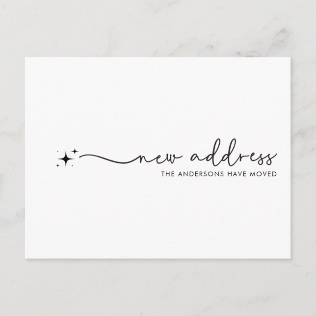 Carte Postale Nouvelle adresse manuscrite Étoile de script (Devant)