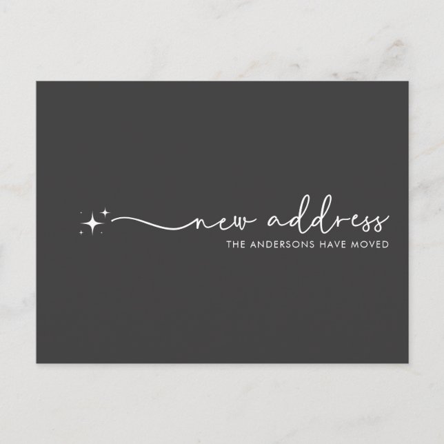 Carte Postale Nouvelle adresse manuscrite Étoile de script | Noi (Devant)