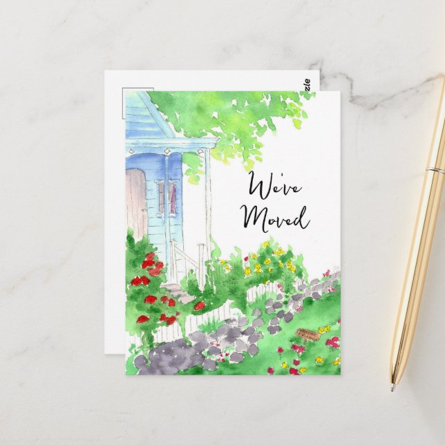 Carte Postale Nouvelle Adresse Nous Avons Déménagé Maison De Cot (Devant/Arrière en situation)