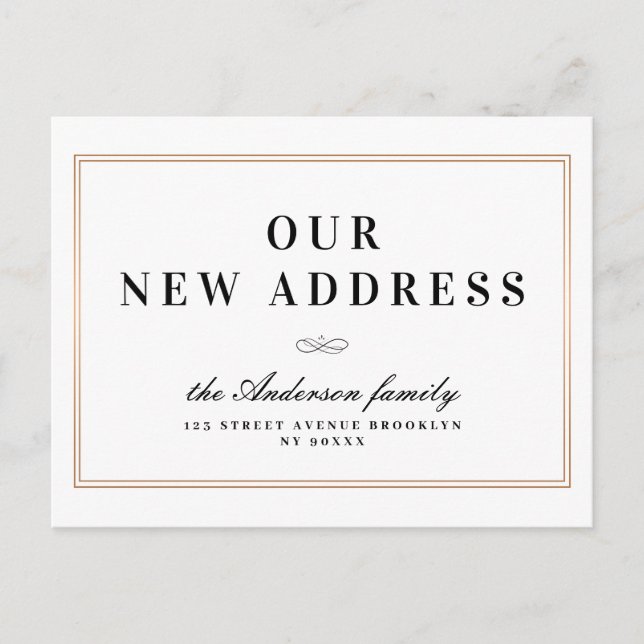 Carte Postale Nouvelle adresse, nouveau cadre doré pour la maiso (Devant)