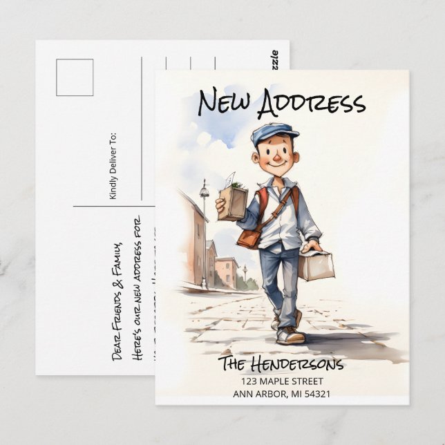 Carte Postale Nouvelle adresse Nouveau Faire-part de déménagemen (Devant / Derrière)