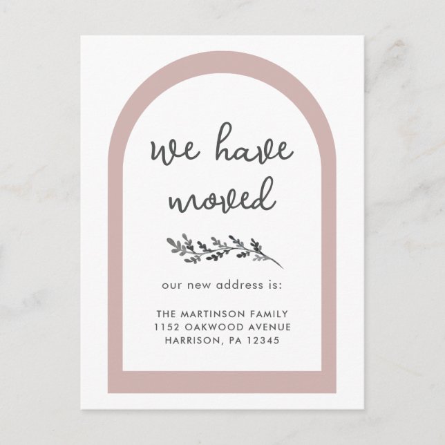 Carte Postale Nouvelle adresse Script moderne avec Botanique sim (Devant)