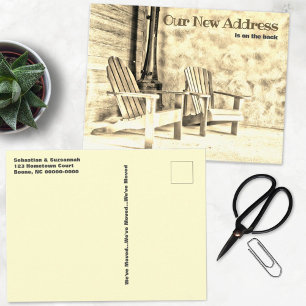 Carte Postale Nouvelle Adresse Sepia Adirondack Chaises Porch Pe