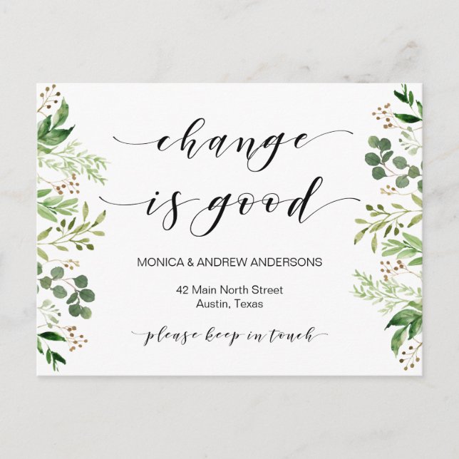 Carte Postale Nouvelle Adresse, Verdure, Faire-part mobile (Devant)