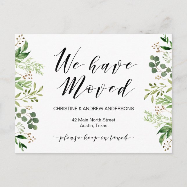 Carte Postale Nouvelle Adresse, Verdure, Faire-part mobile (Devant)