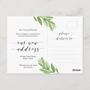 Carte Postale Nouvelle Adresse, Verdure, Faire-part mobile