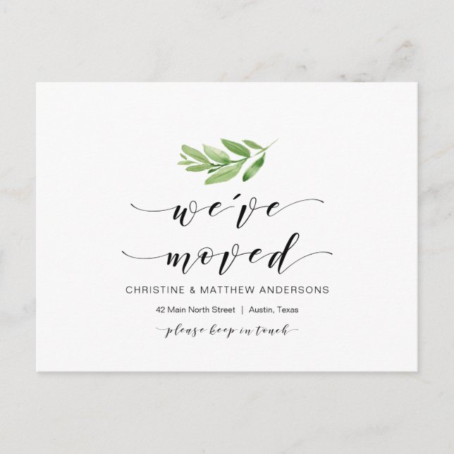 Carte Postale Nouvelle Adresse, Verdure, Faire-part mobile (Devant)