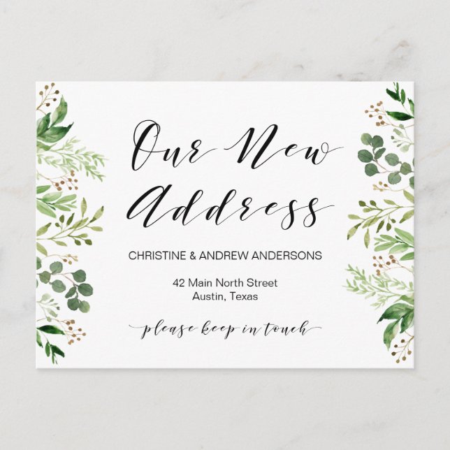 Carte Postale Nouvelle Adresse, Verdure, Faire-part mobile (Devant)