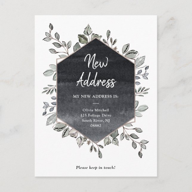 Carte Postale Nouvelle adresse | Verdure rustique Faire-part mob (Devant)