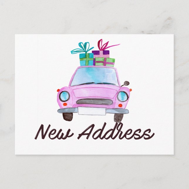 Carte Postale Nouvelle adresse Voiture de Noël classique (Devant)