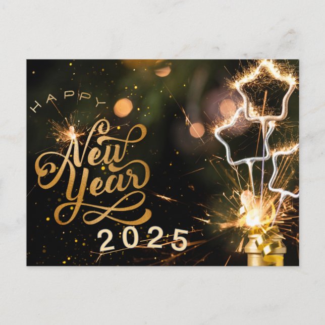 Carte Postale Nouvelle année de typographie 2025 (Devant)