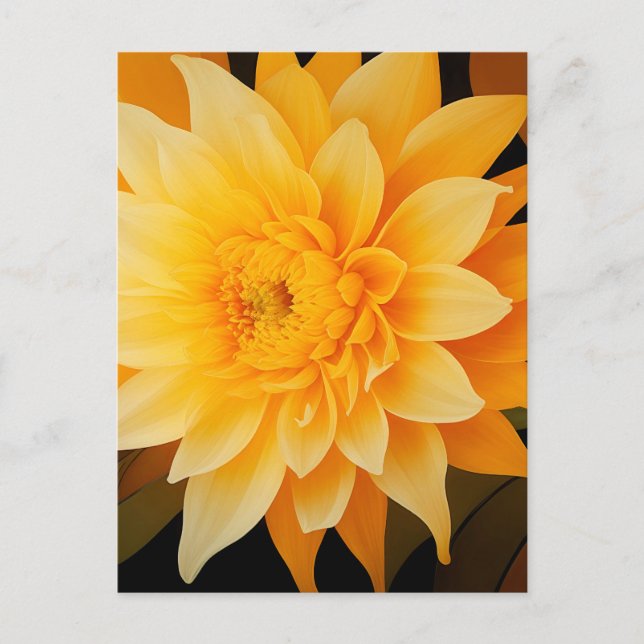 Carte Postale Nouvelle BOHO Dahlia jaune (Devant)