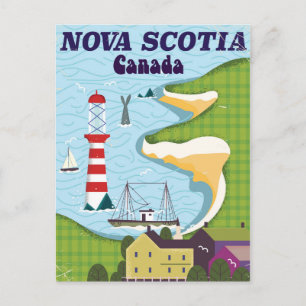 Carte Postale Nouvelle-Écosse Canada Affiche de voyage vintage