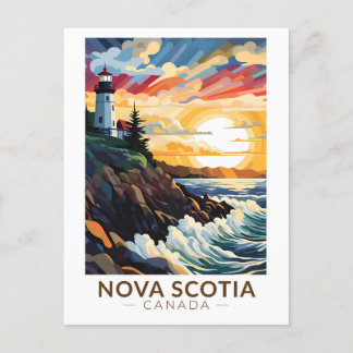 Carte Postale Nouvelle-Écosse Canada Phare Voyage Art Vintage