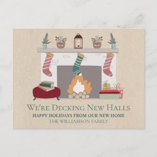 Carte Postale Nouvelle maison pour les fêtes   Cheminée et range