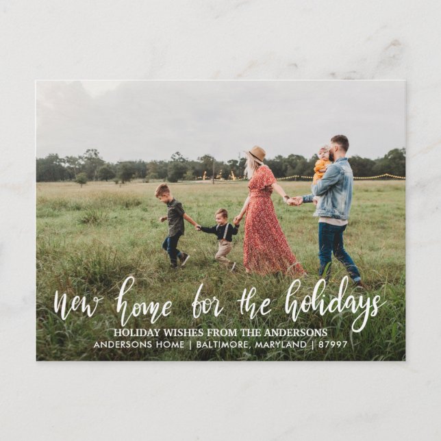 Carte Postale Nouvelle Maison Pour Les Vacances Typographie Phot (Devant)