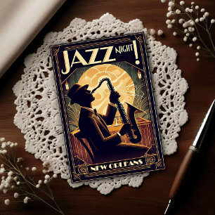 Carte Postale Nouvelle-Orléans Jazz Night – Art Vintage