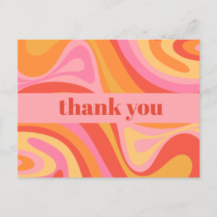 Carte Postale Nouvelle Retrographie Abstraite Rose Orange Merci