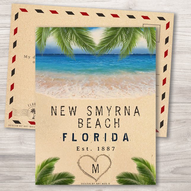 Carte Postale Nouvelle Smyrna Beach Floride Sand Tropical Palm F (Créateur téléchargé)