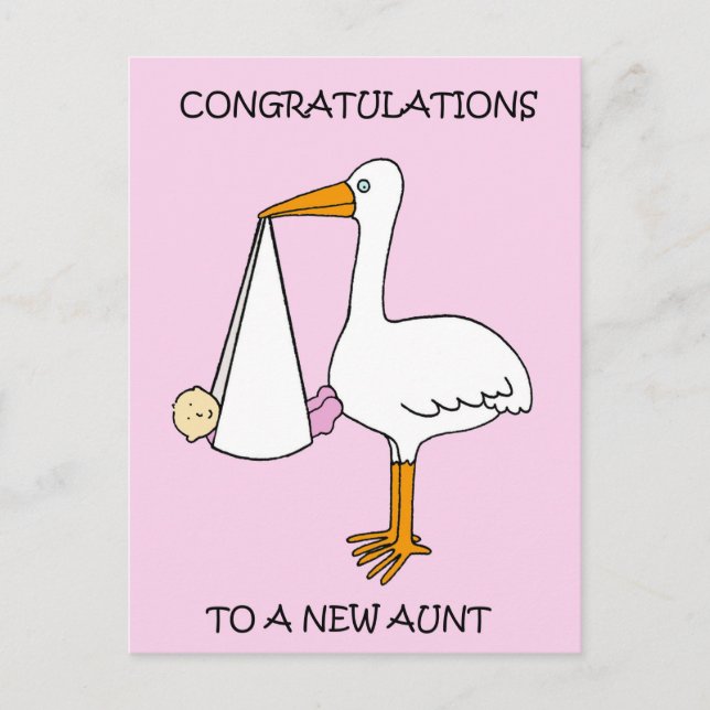 Carte Postale Nouvelle tante Félicitations à une petite fille (Devant)