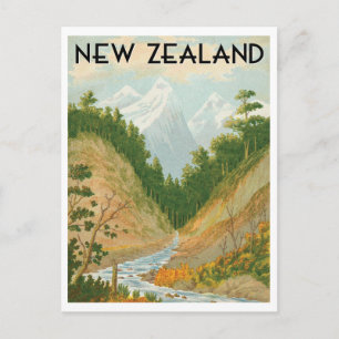 Carte Postale Nouvelle-Zélande avec style voyage vintage