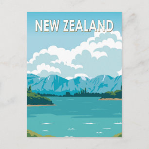 Carte Postale Nouvelle-Zélande Lac Wanaka Otago Voyage Art Vinta