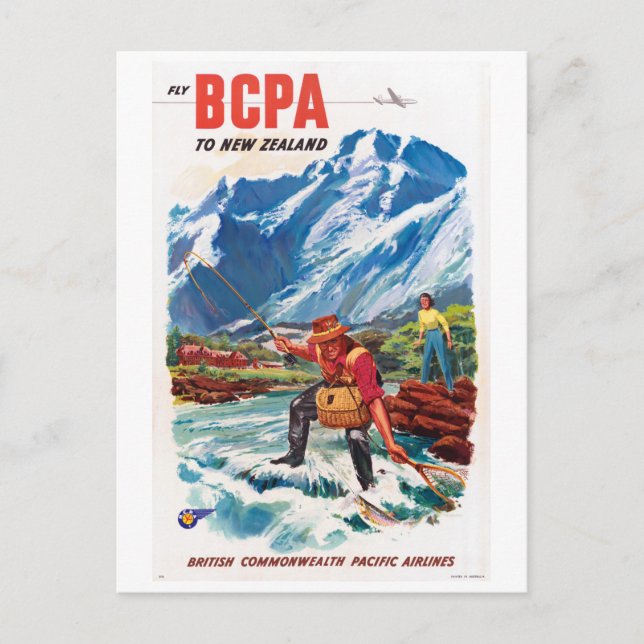 Carte Postale Nouvelle-Zélande Poster vintage restauré (Devant)