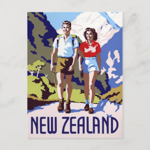 Carte Postale Nouvelle-Zélande Poster Vintage voyage restauré