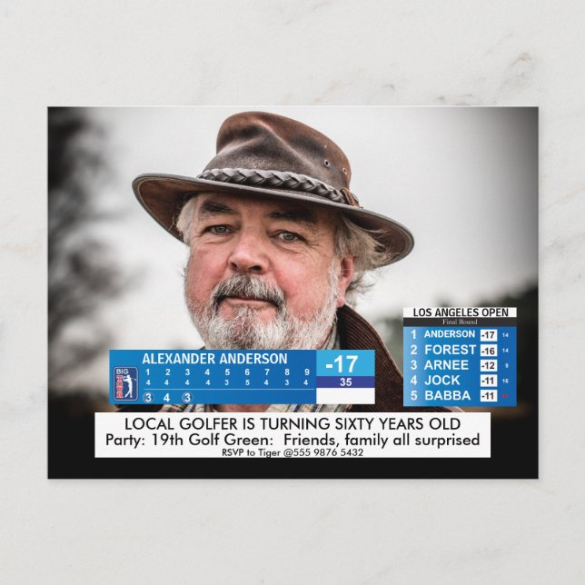 Carte Postale Nouvelles drôles de golf ️🏌️‍ 40e 50e 60e Anniver (Devant)