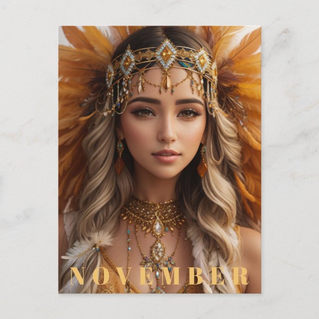 Carte Postale *~* NOVEMBRE AP53 Coiffure Topaz Boho Birthstone (Devant)
